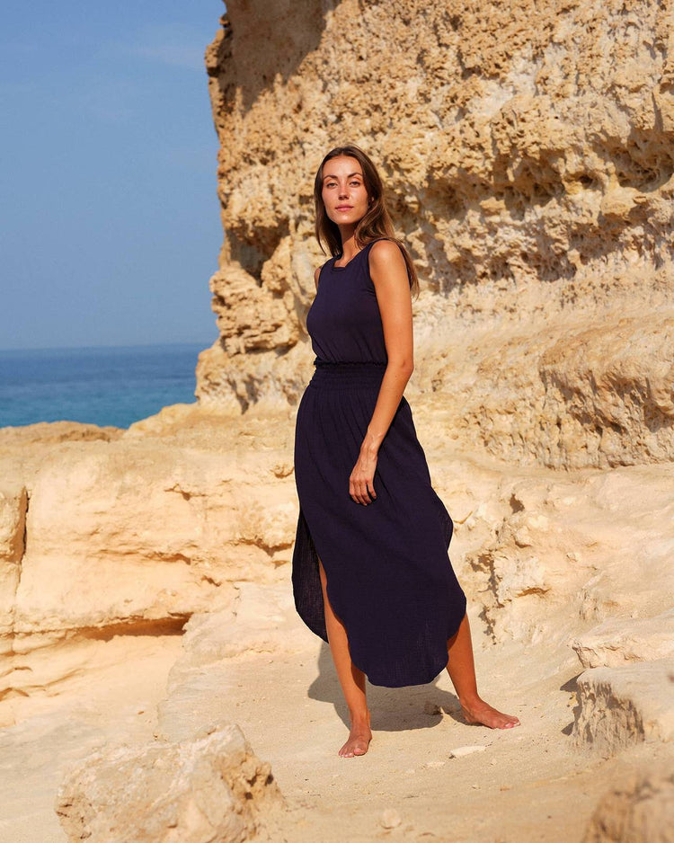 755 TAMARÍ Tank dress in soft organic cotton muslin & jersey CECILIA SÖRENSEN