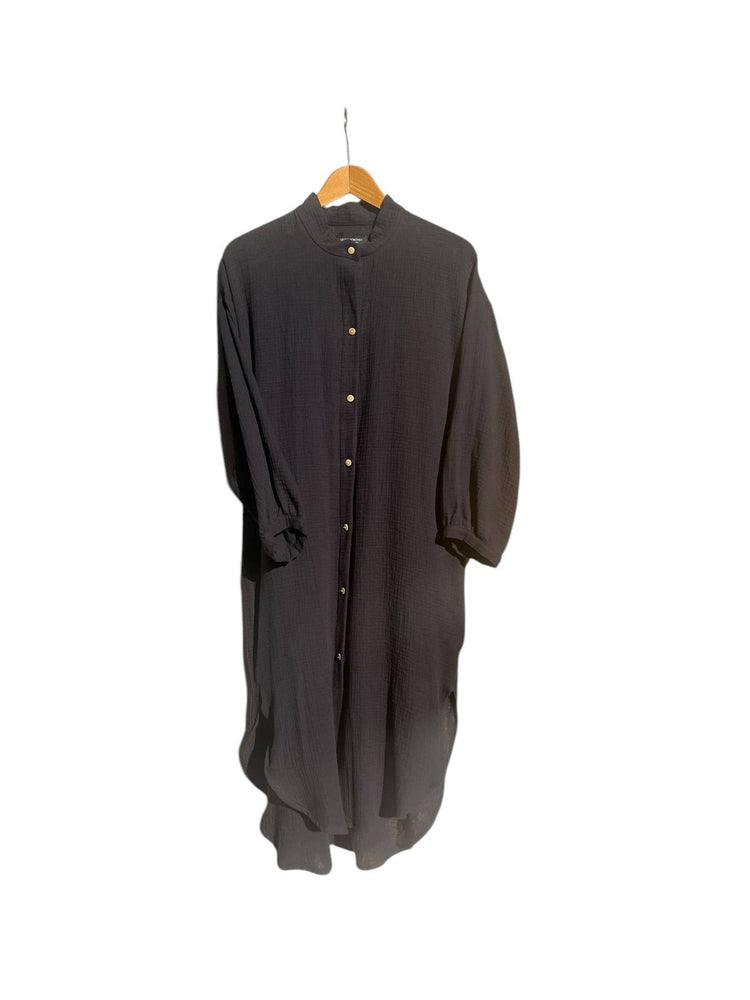 702 COTONER Relaxed shirt dress in organic cotton muslin CECILIA SÖRENSEN Black