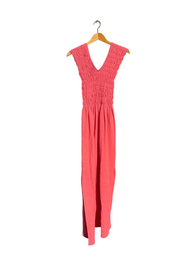 CECILIA SÖRENSEN Albazer V-neck Dress in Organic Cotton Muslin Dress CECILIA SÖRENSEN Coral