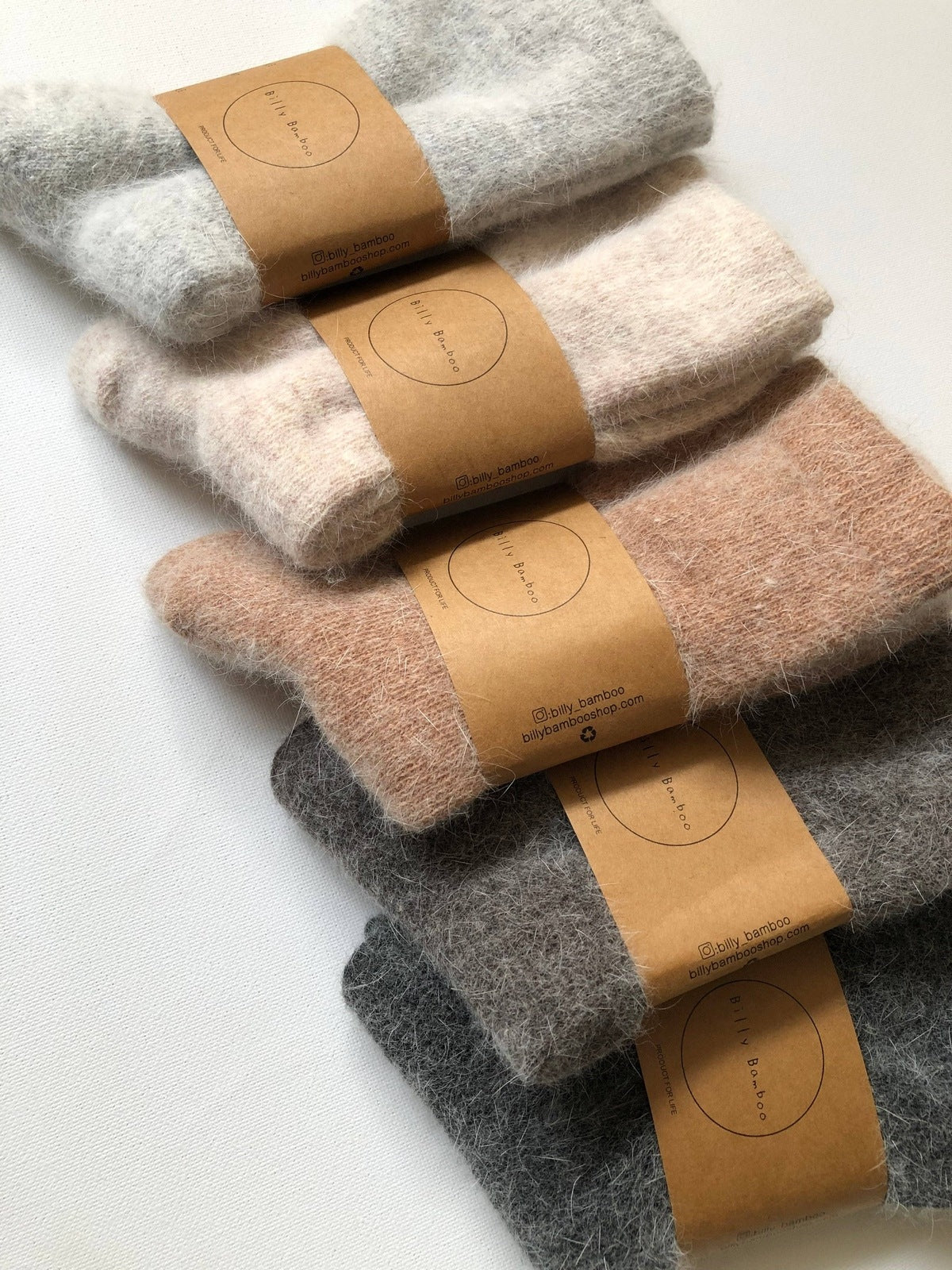 FLUFFY ANGORA SOCKS - NEUTRAL Socks Billy Bamboo   