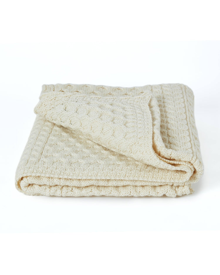 Bertra Aran Classic Wool Blanket - Cream Blankets Aran Woollen Mills   