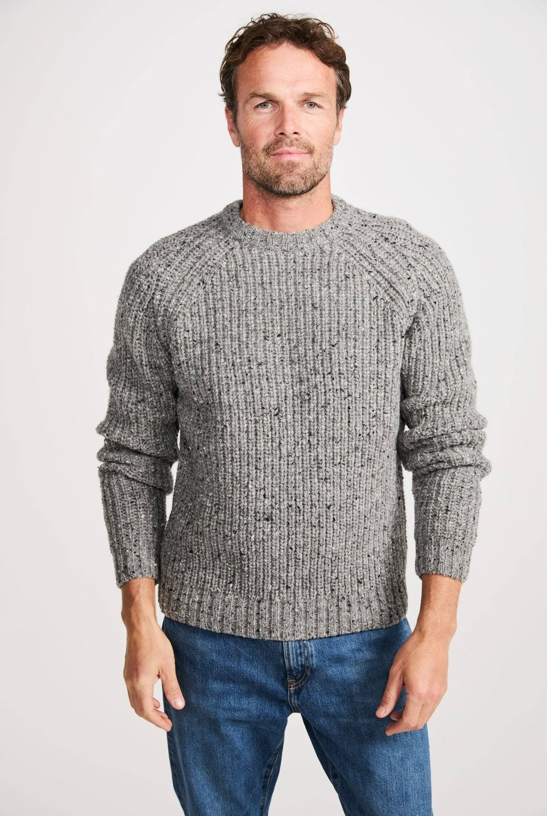 Killykeen Mens Fisherman Ribbed Crew - Grey Men&