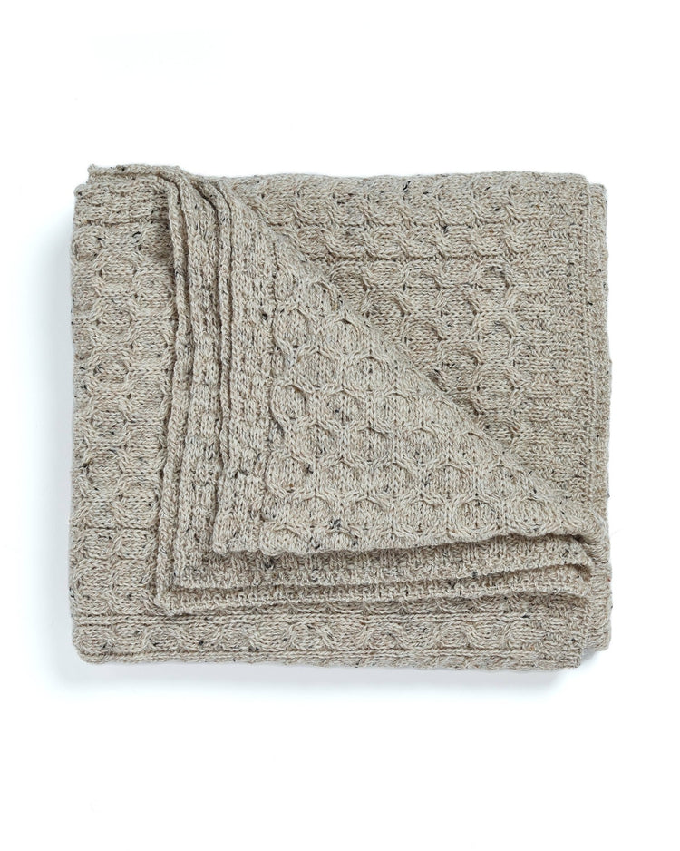 Bertra Aran Classic Wool Blanket -  Flecked Oat Blankets Aran Woollen Mills   