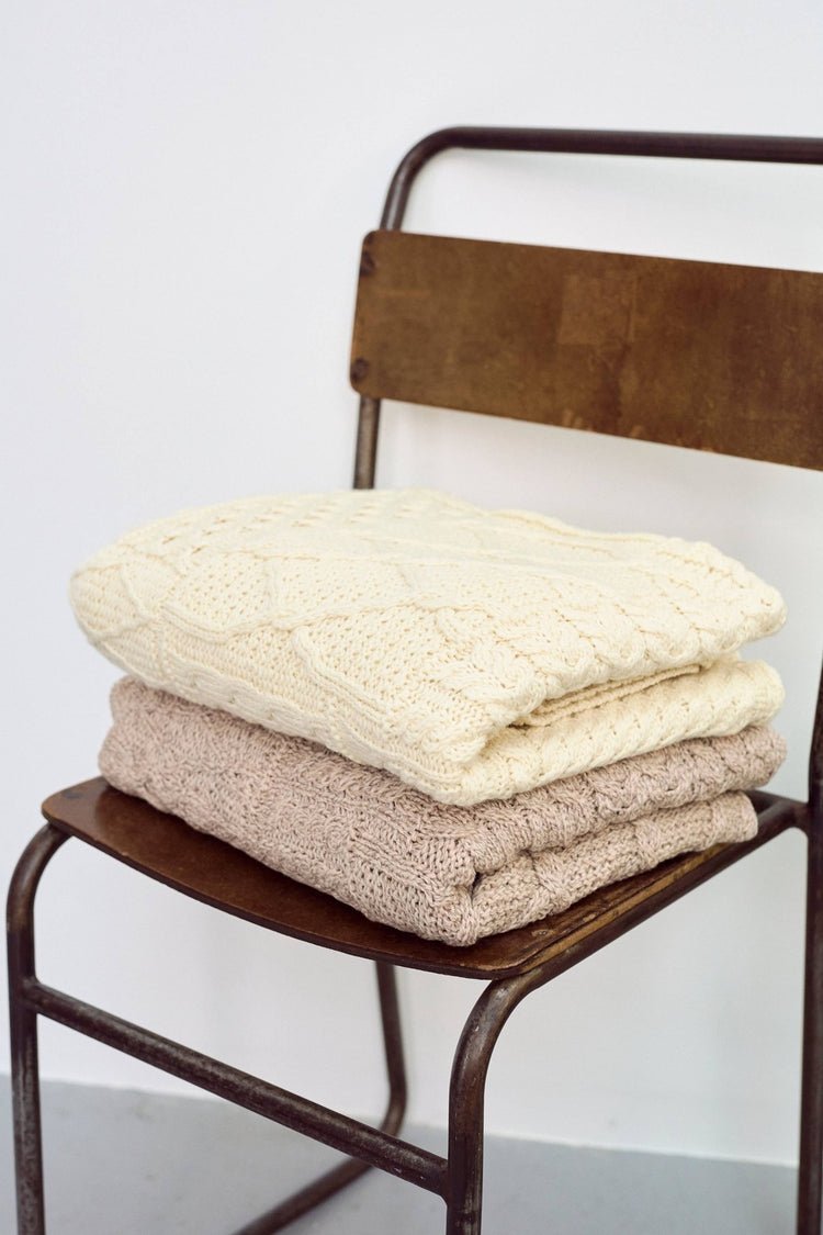 Keel Aran Patchwork Blanket -  Cream Blankets Aran Woollen Mills   