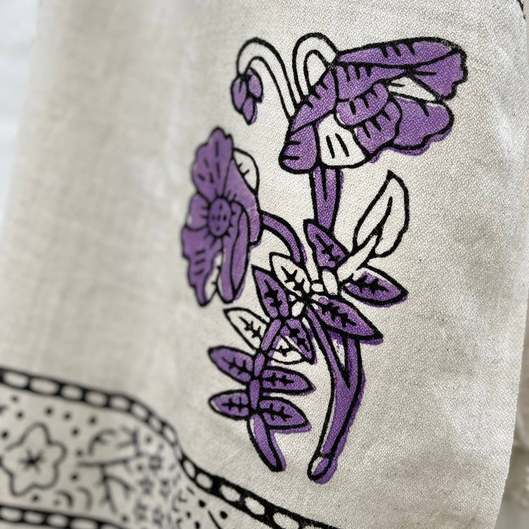 Loomist Wood Block Printed Linen Wrap Scarf loom.ist