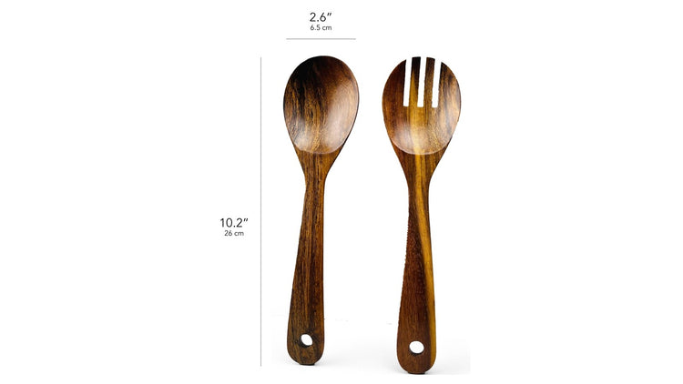 Wood Salad Server Set 26cm x 26cm / Wooden Salad Set Salad Spoons Baroy   