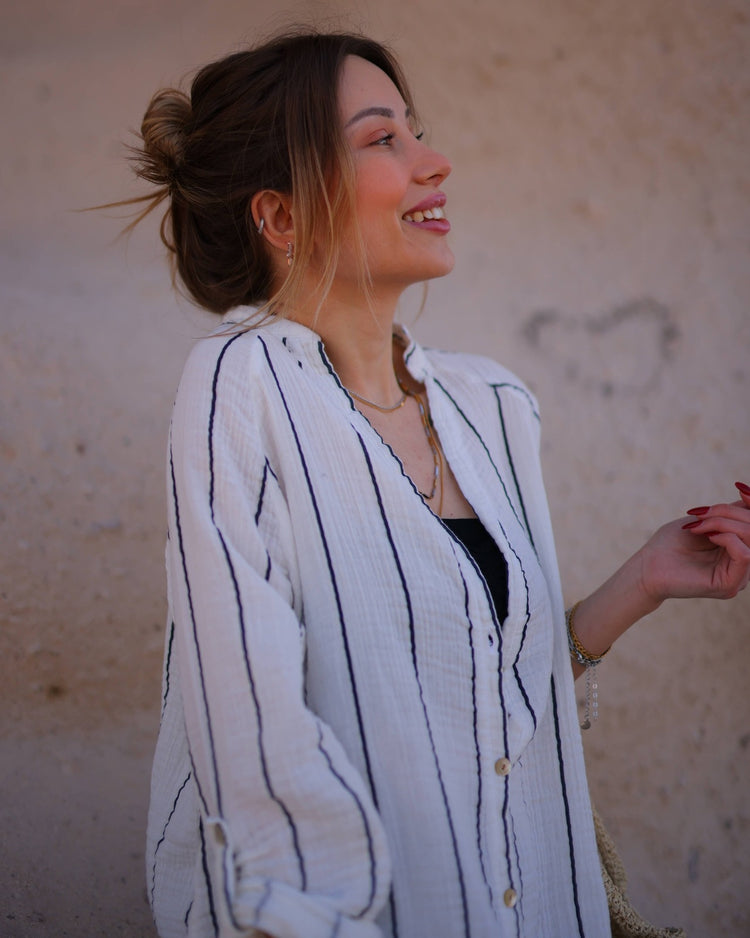 Striped Shirt Dress Dress Moa   