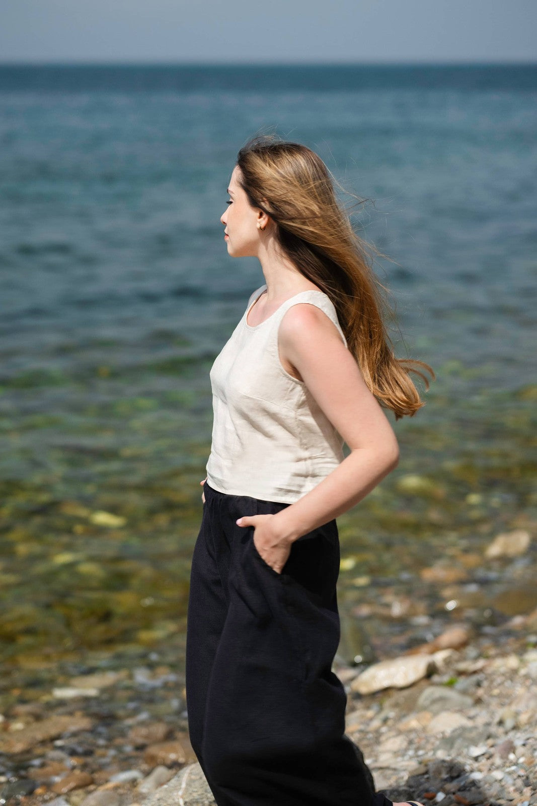 High Waisted Linen Pants Pants Moa