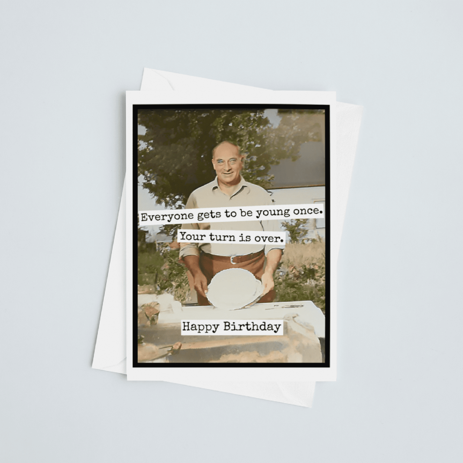 Birthday Card. Your Turn Is Over. Vintage Photo Card for Man Greeting Cards Raven&