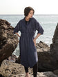706 TRÉVOL Shirt dress/ Kaftan in Blue Organic Canvas Linen CECILIA SÖRENSEN