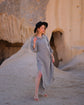 Grey Striped Double Gauze Muslin Cotton Shirt Dress  Moa   