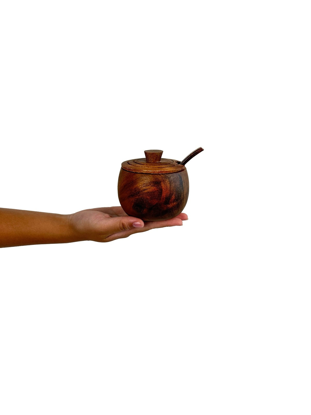 Wooden Canister Sugar Bowl Salt Bowl With Spoon Salt Bowl Baroy   