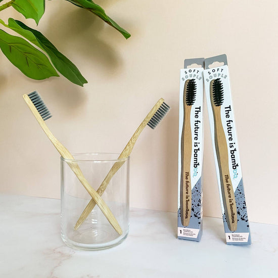 Adult Soft Bamboo Toothbrushes - Charcoal TANIT