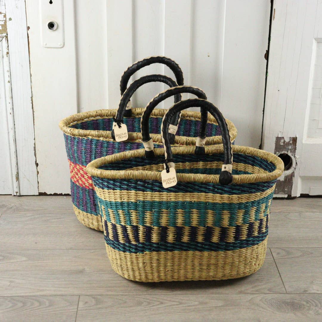 Oval Basket with Two Handles Medium - Traditional Palette Baskets Big Blue Moma   