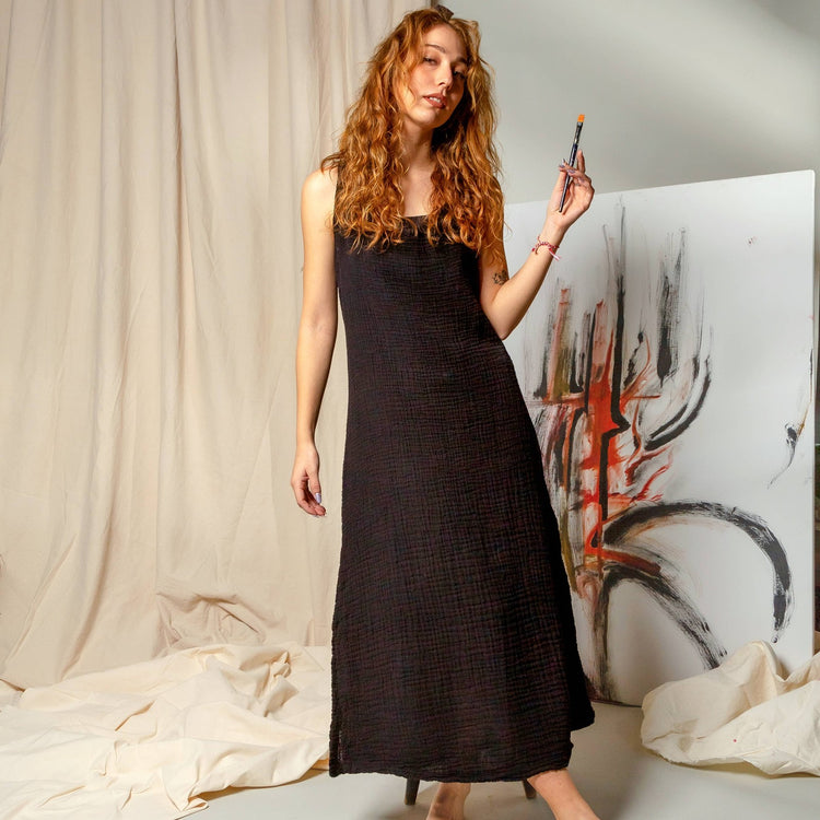 Loomist Double Gauze Scoop Neck Midi Dress Dresses Moa