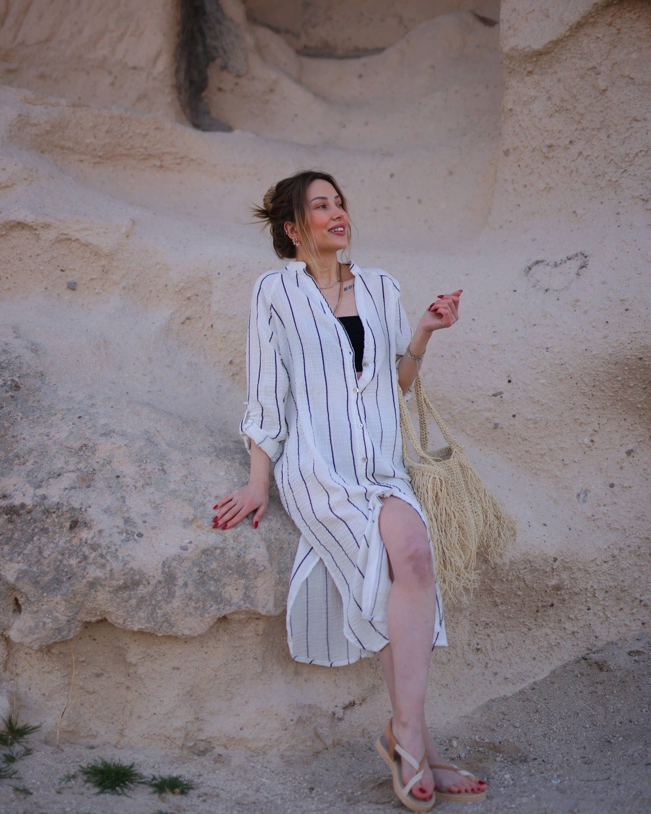 Striped Shirt Dress Dress Moa   