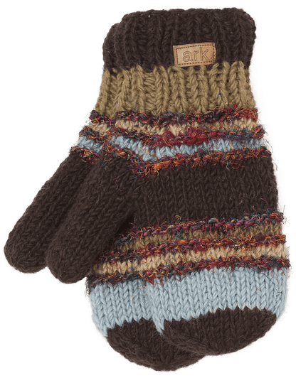 Swool Stripe Mittens Mittens Ark Imports Choco/Blue