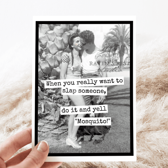 Greeting Card. Do It And Yell "Mosquito!". Funny Vintage. Raven&
