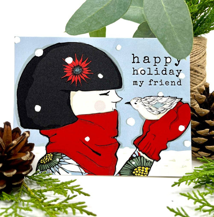 Happy holiday my friend - Christmas Card Greeting Cards Newfolk & Cabin Paper Studio   