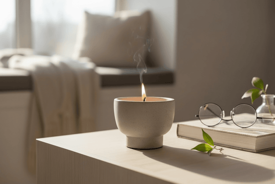 Hand Crafted Concrete Pedestal Candle Candles Wind + Willow Co.