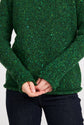 Brackloon Tweed Roll Neck Ladies Sweater - Bright Green Aran Woollen Mills