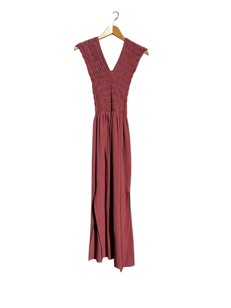 CECILIA SÖRENSEN Albazer V-neck Dress in Organic Cotton Muslin Dress CECILIA SÖRENSEN Dark henna