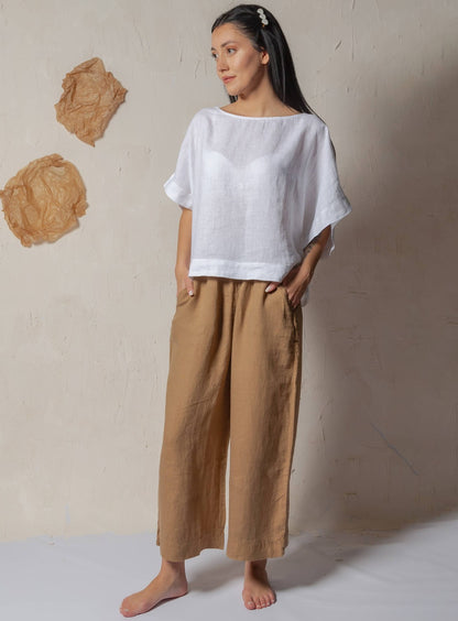 High Waisted Linen Pants Pants Moa Brown