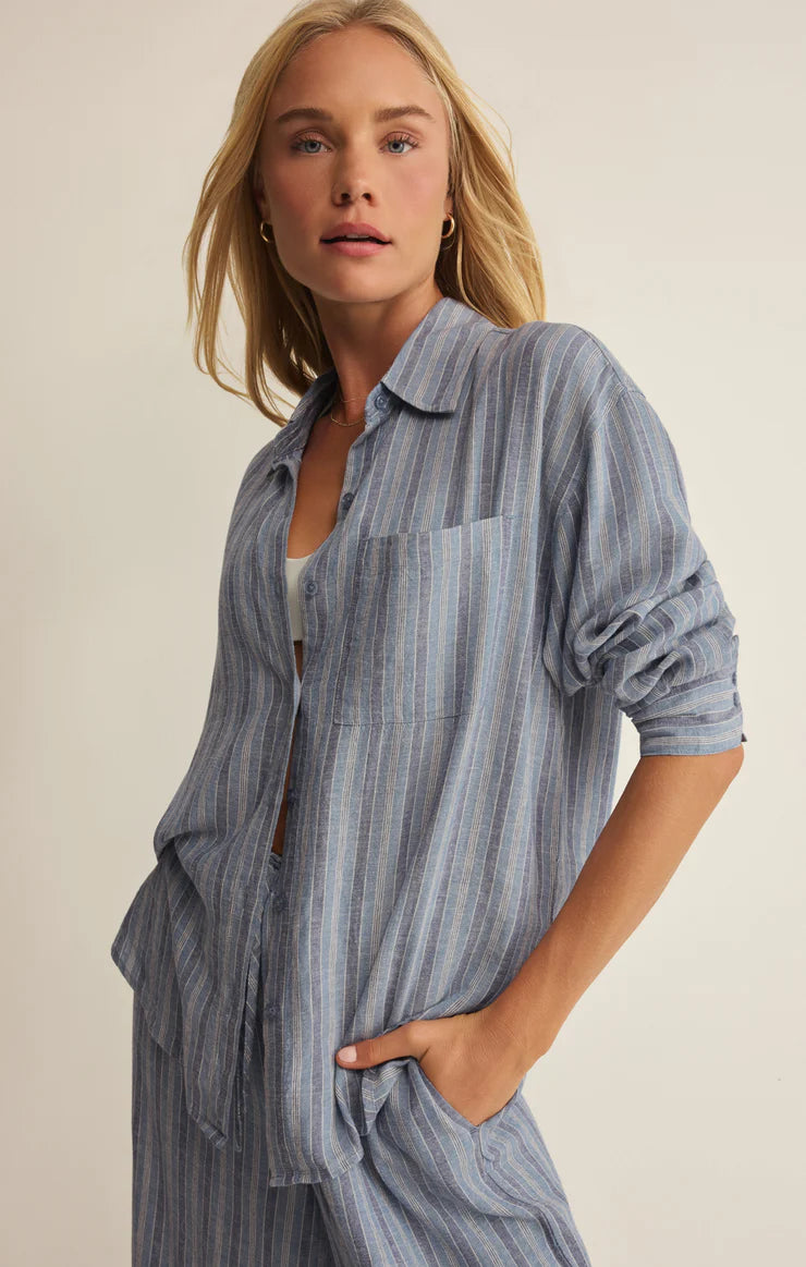 Z Supply The Perfect Line Top Long Sleeve Z Supply Indigo XS