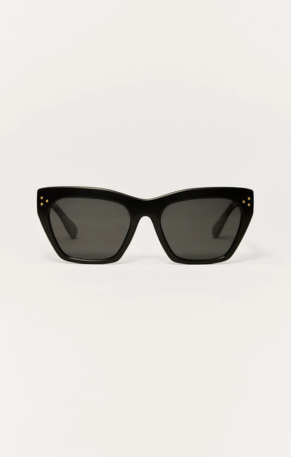 Z Supply Sunglasses Park Ave Sunglasses Z Supply Eyewear Polished Black-Grey