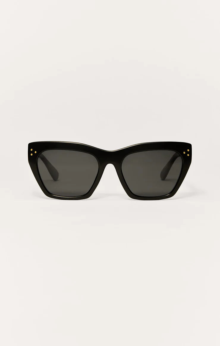 Z Supply Sunglasses Park Ave Sunglasses Z Supply Eyewear Polished Black-Grey