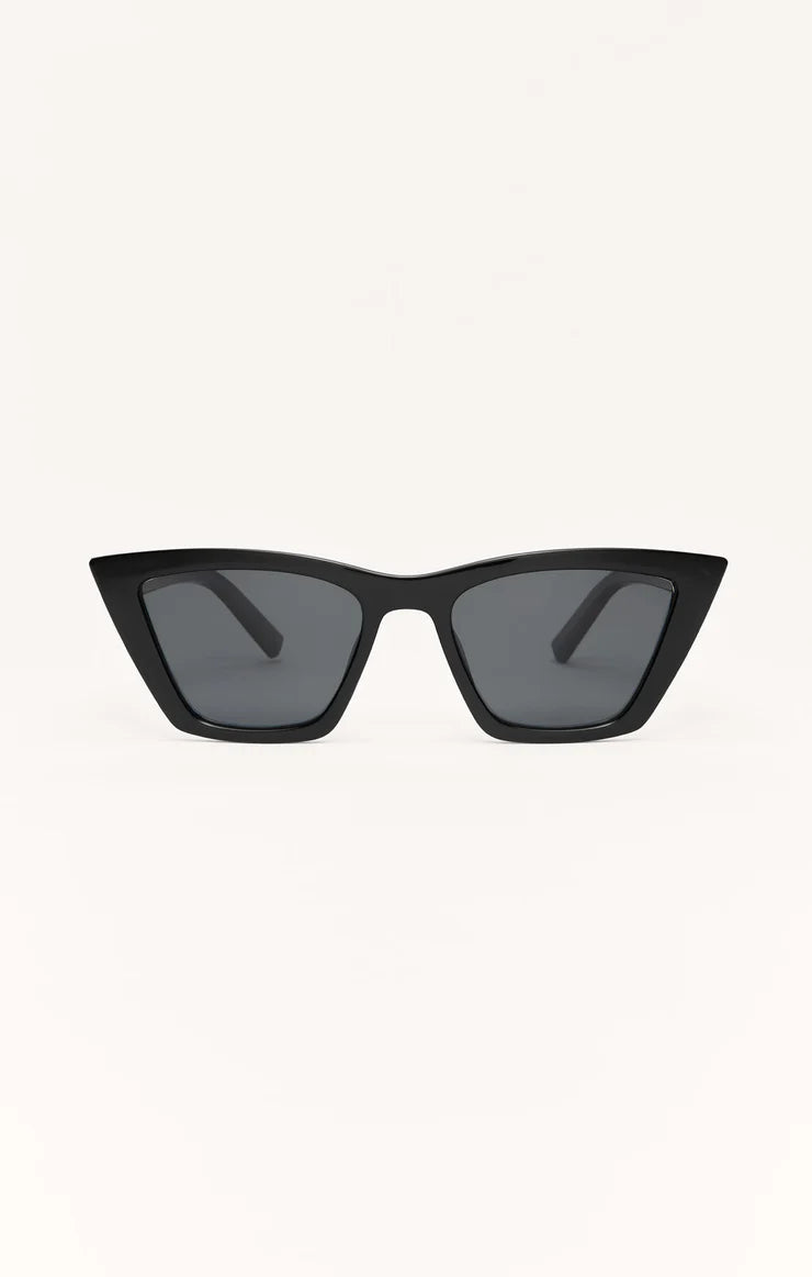 Z Supply Sunglasses Villa Sunglasses Z Supply Eyewear Polished Black-Grey