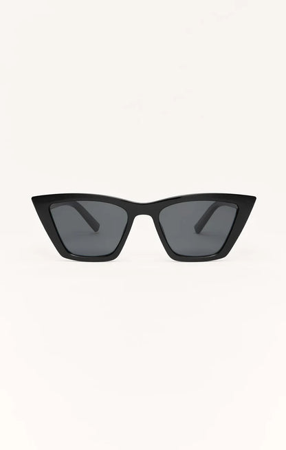 Z Supply Sunglasses Villa Sunglasses Z Supply Eyewear Polished Black-Grey
